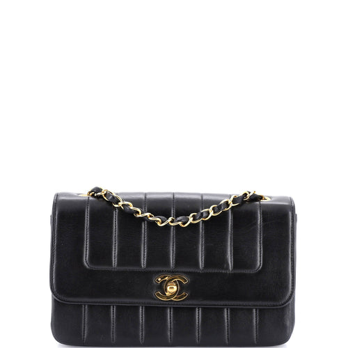 CHANEL Vintage CC Chain Flap Bag Vertical Quilt Lambskin Small