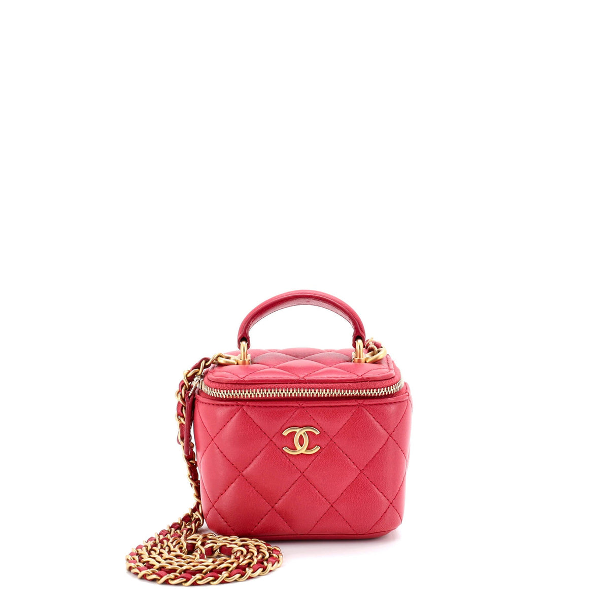 Chanel CHANEL Classic Top Handle Vanity Case with Chain Quilted Lambskin Mini