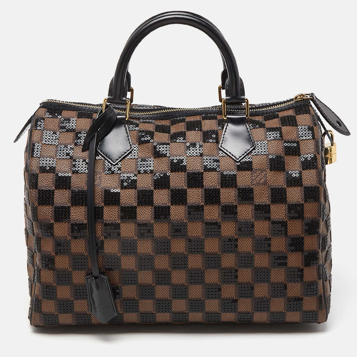 Louis Vuitton Damier Ebene and Sequins Paillettes Limited Edition Speedy 30 Bag
