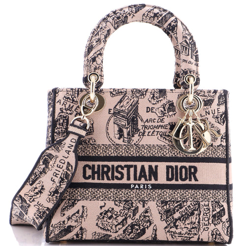 Lady D-Lite Bag Embroidered Canvas Medium