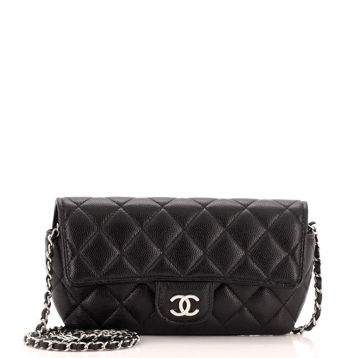 Chanel CHANEL Classic Sunglasses Case with Chain Quilted Caviar