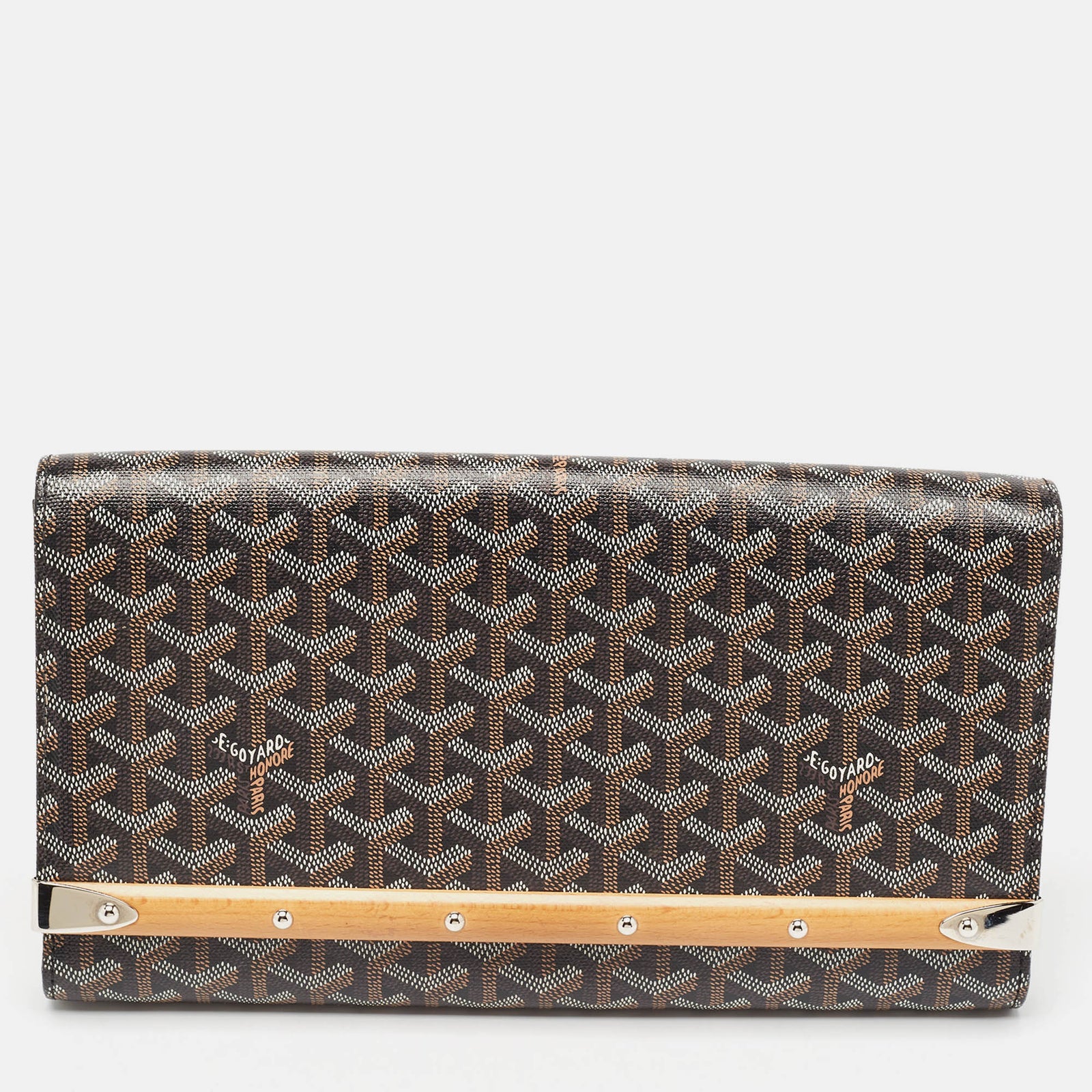 Goyard Black Goyardine Coated Canvas Monte Carlo Bois Clutch