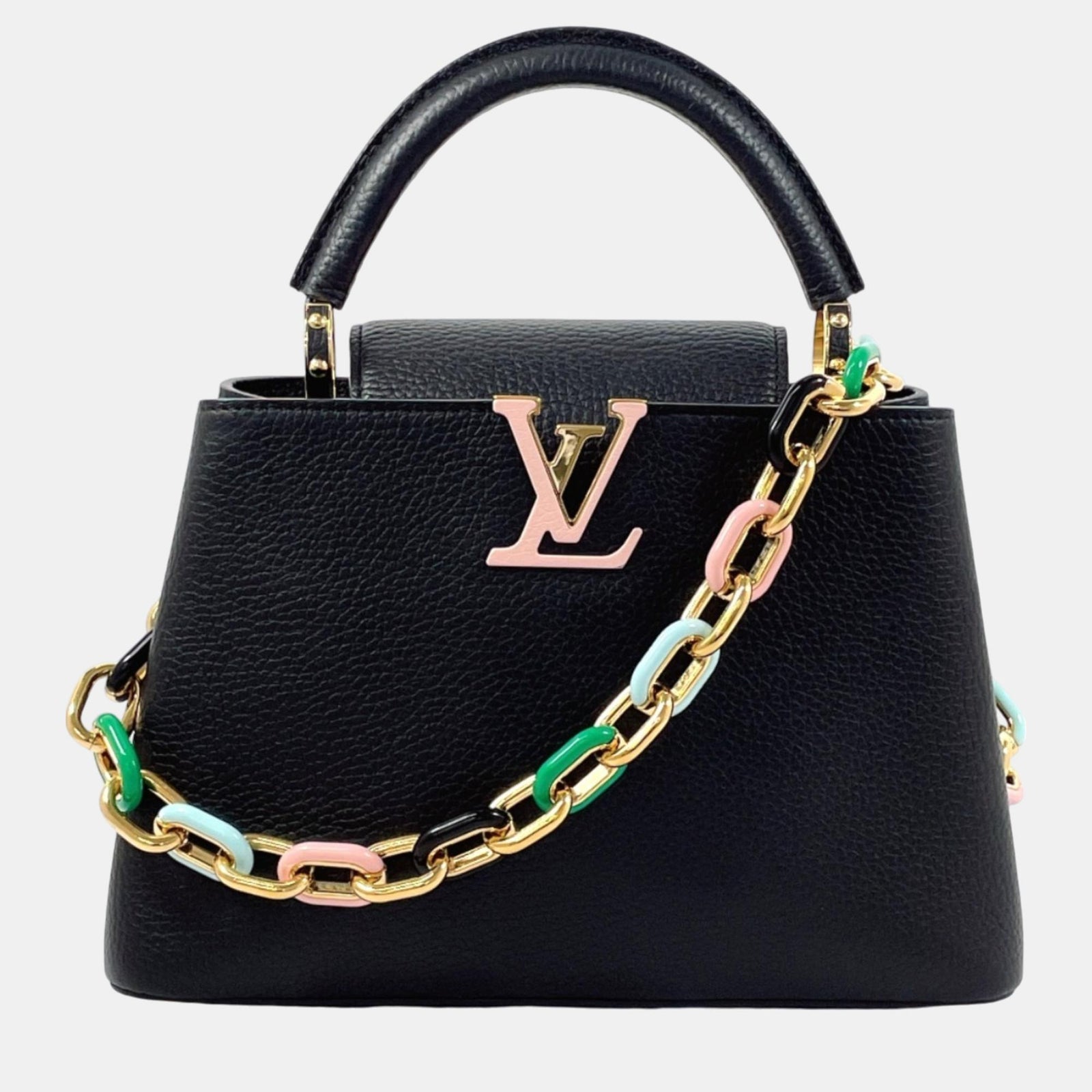 Louis Vuitton Schwarze Taurillon Capucines BB-Handtasche