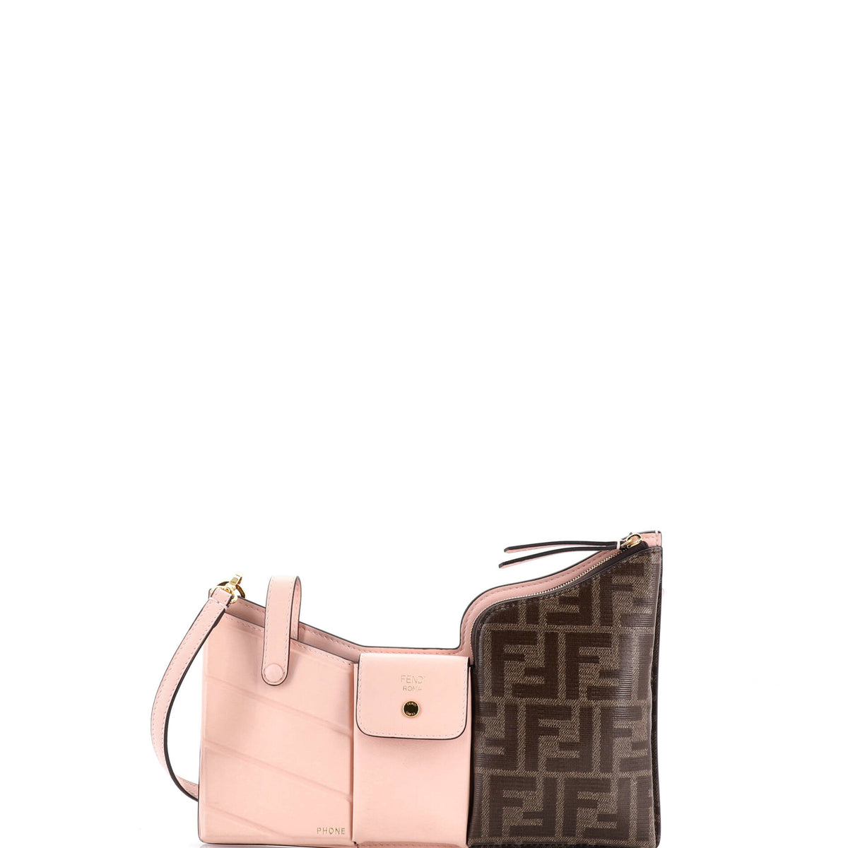 Fendi FENDI Bustine 3 Pockets Crossbody Bag Leather and Zucca Coated Canvas Mini