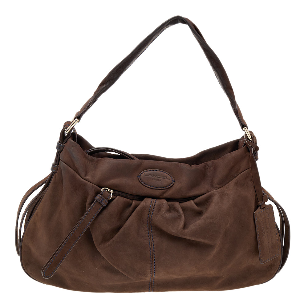 Lancel Dark Brown Leather Hobo