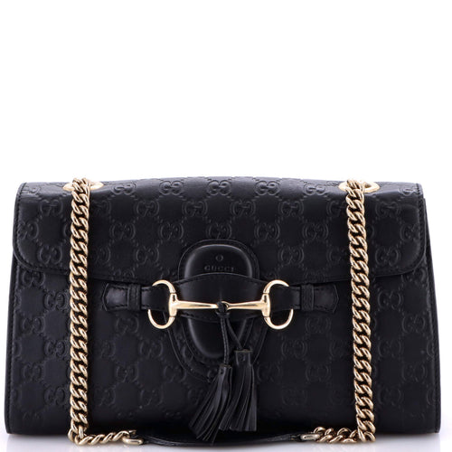 GUCCI Emily Chain Flap Bag Guccissima Leather Medium