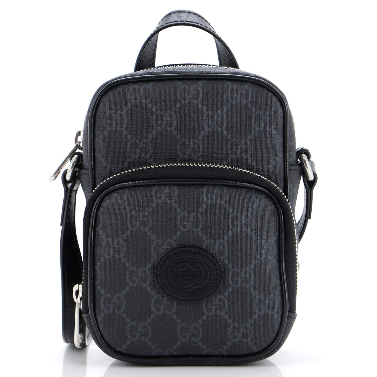 Gucci GUCCI Interlocking G Patch Top Handle Crossbody Bag GG Coated Canvas Mini