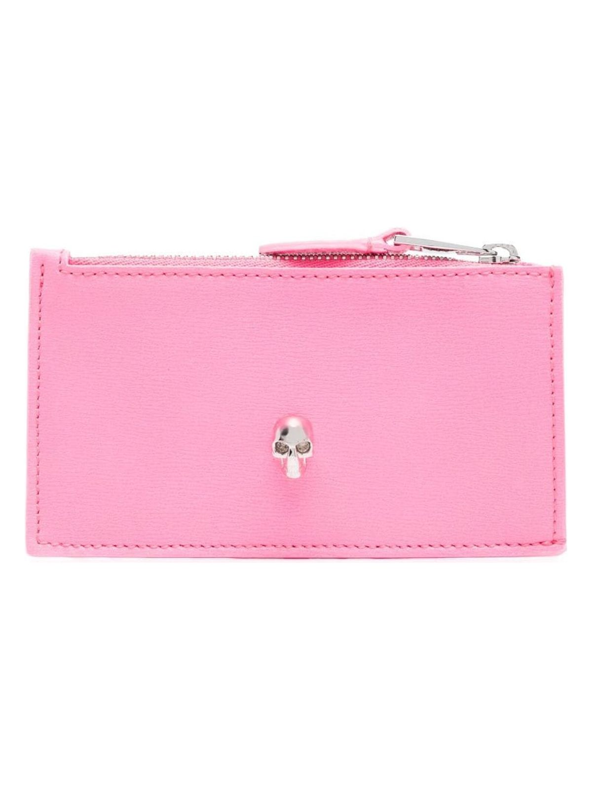 Alexander Mcqueen Women's Skull Zipped Leather Credit Card Case in Pink | Size UNI | 6320371AAPE5705