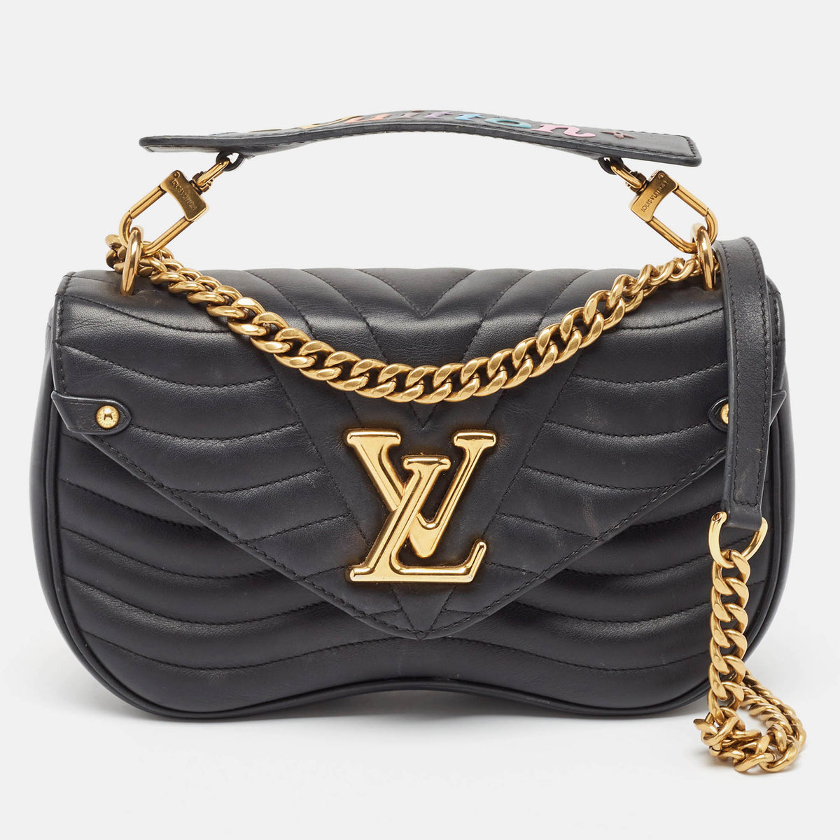 Louis Vuitton Black Quilted Leather New Wave Chain MM Bag