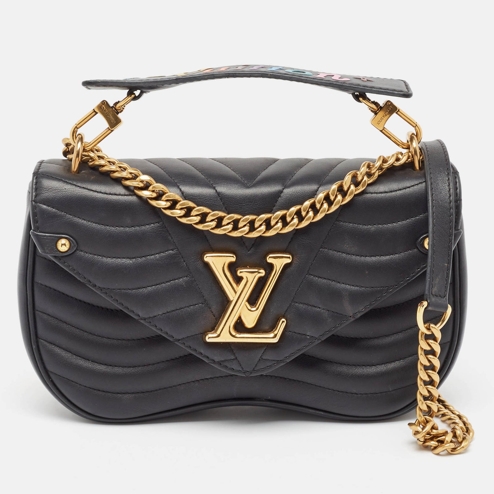 Louis Vuitton Sac MM New Wave Chain en cuir matelassé noir