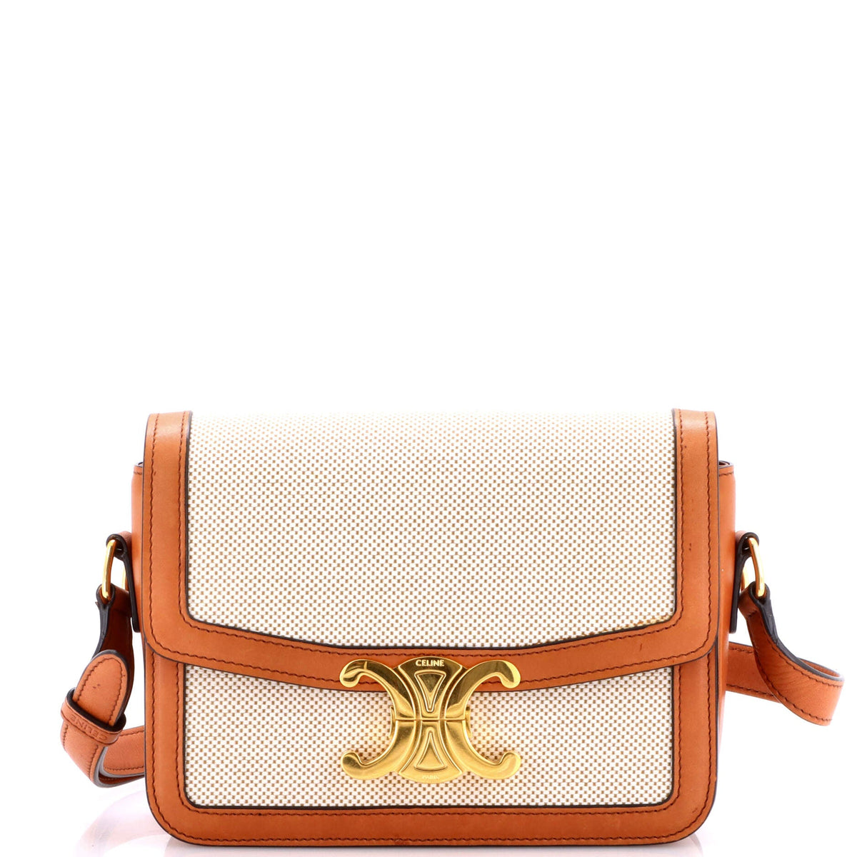Celine CELINE Triomphe Shoulder Bag Canvas with Leather Teen