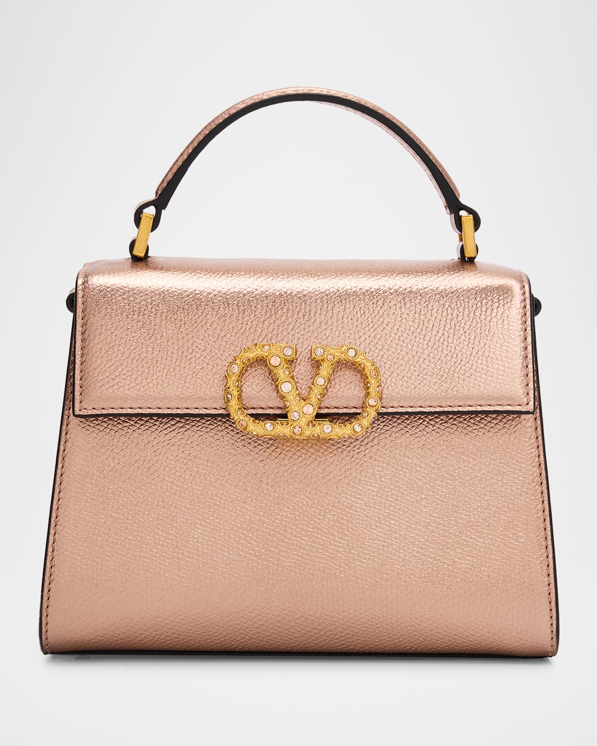 Valentino VSLING Mini Laminated Leather Top-Handle Bag