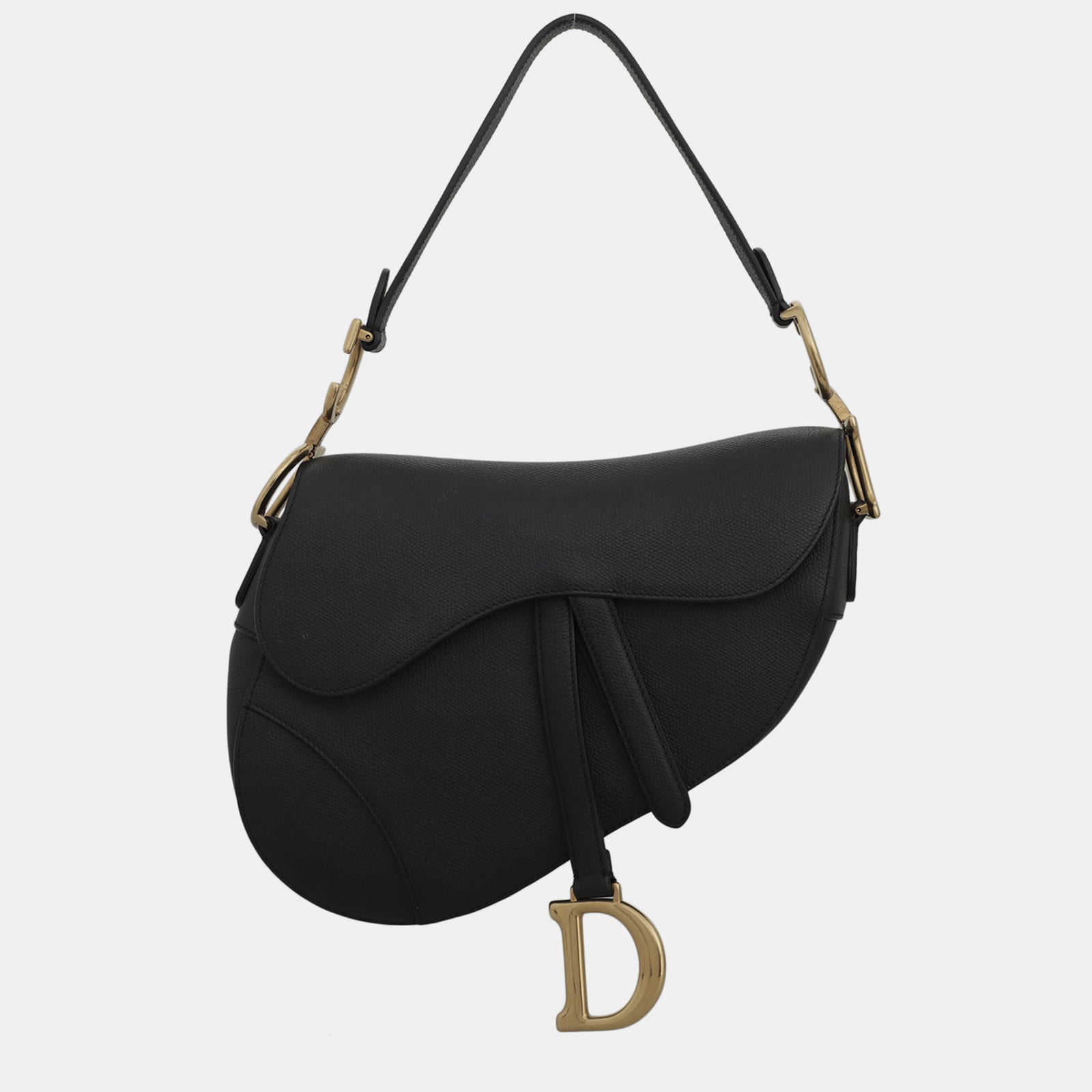 Dior Christian Black Leather Saddle Bag