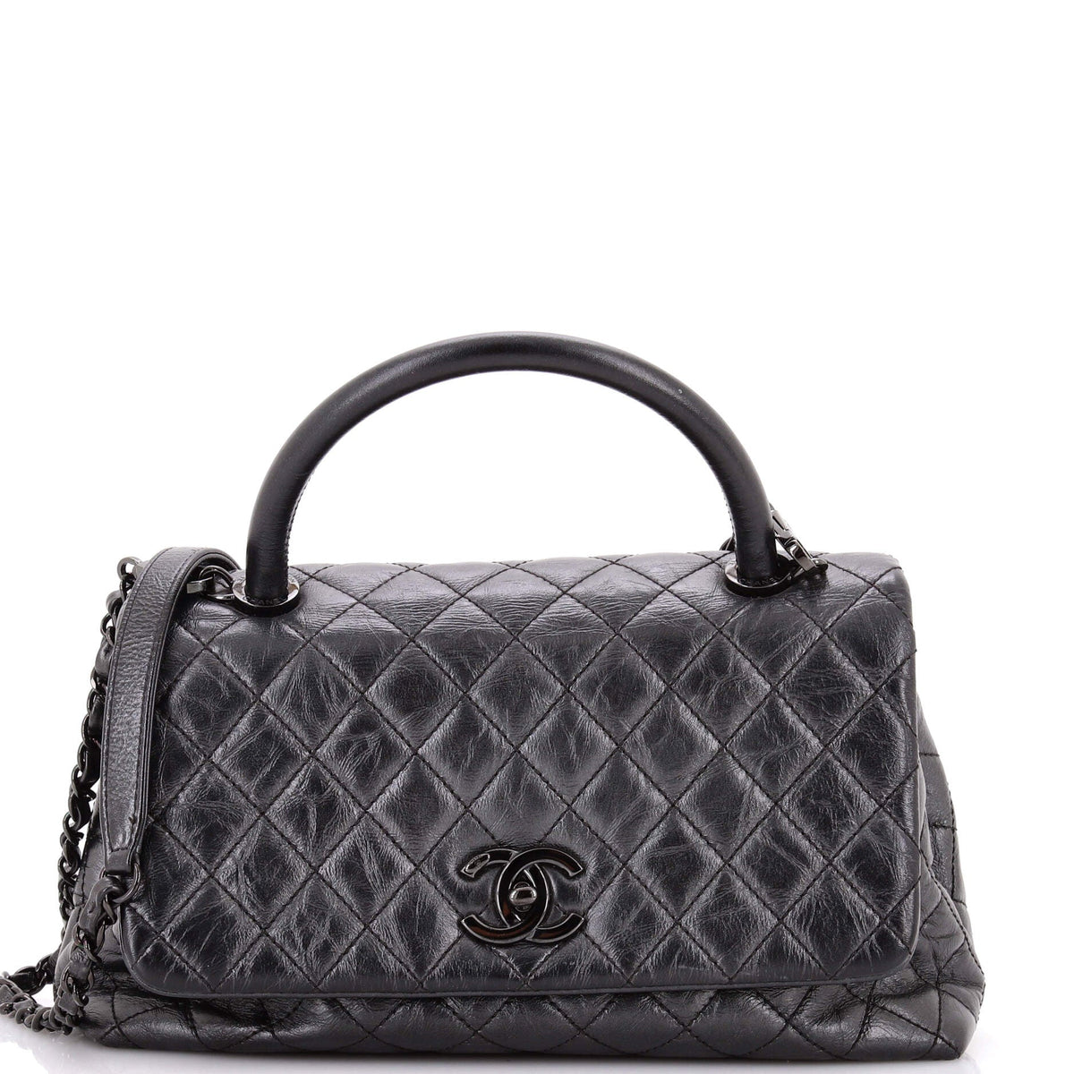 Chanel CHANEL Coco Top Handle Bag Quilted Aged Calfskin Small