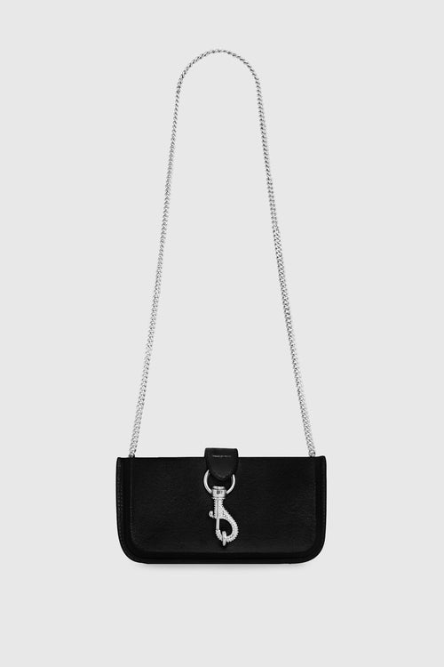 Phone Crossbody With Crystal Dog Clip Bag In Black