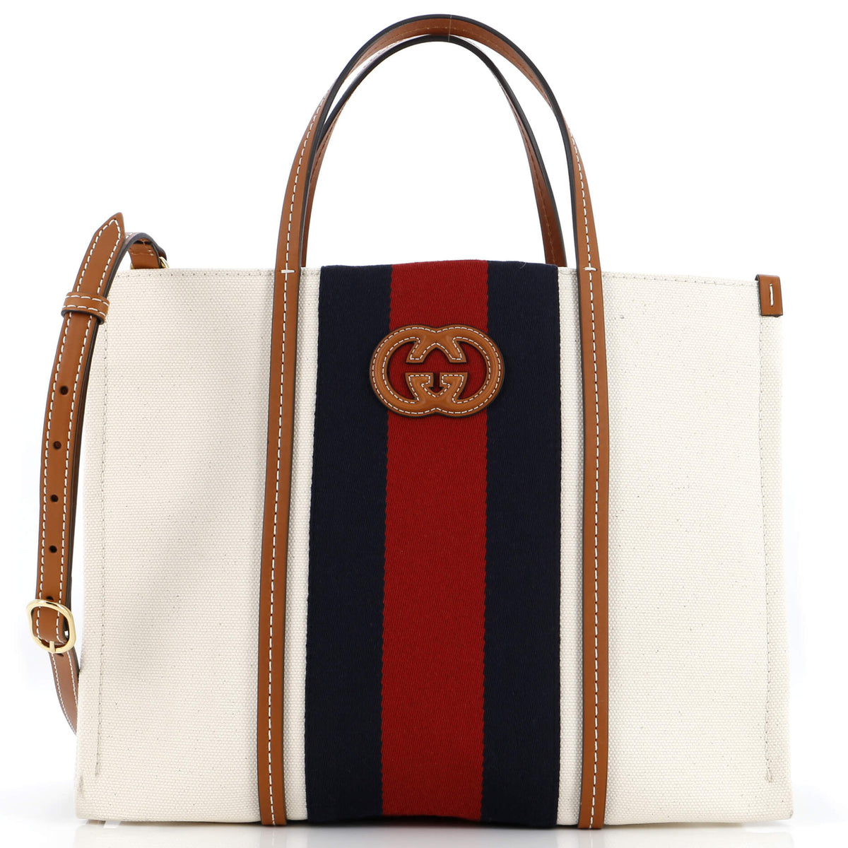 Gucci GUCCI Interlocking G Web Tote Canvas Medium