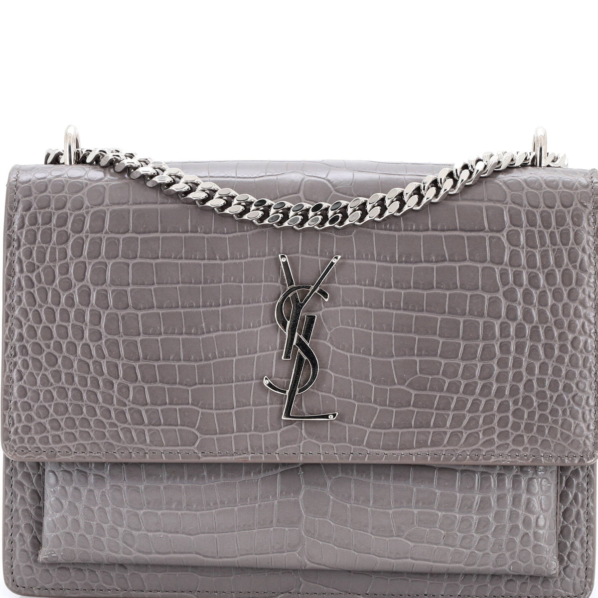 Saint Laurent Sunset Crossbody Bag Crocodile Embossed Leather Medium