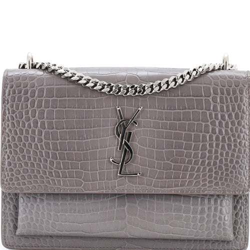 Sunset Crossbody Bag Crocodile Embossed Leather Medium