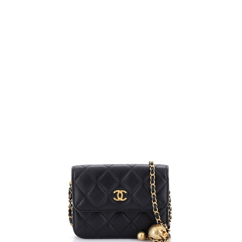 CHANEL Pearl Crush Flap Clutch with Chain Quilted Lambskin Mini