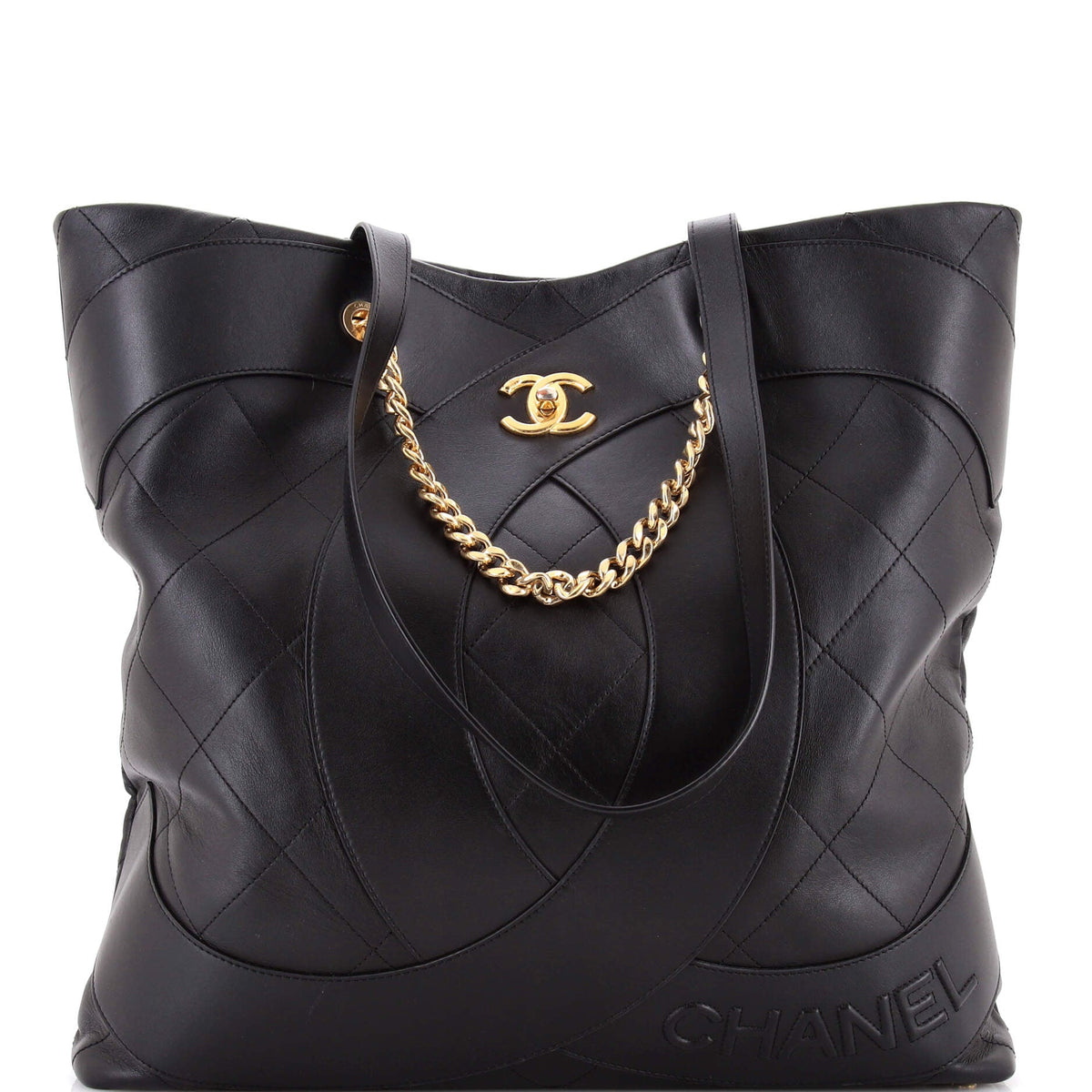 Chanel CHANEL Club Monaco Shopping Tote Quilted Lambskin Large
