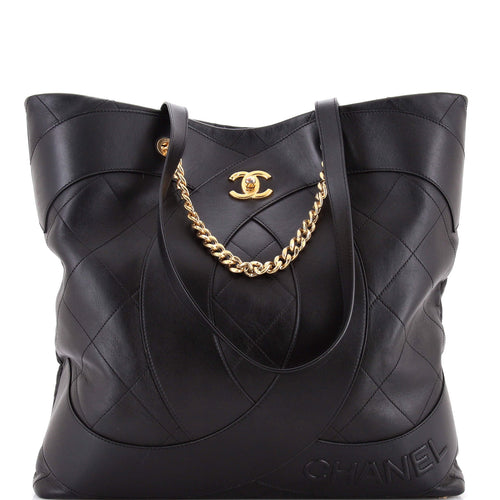 CHANEL Club Monaco Shopping Tote Quilted Lambskin Large