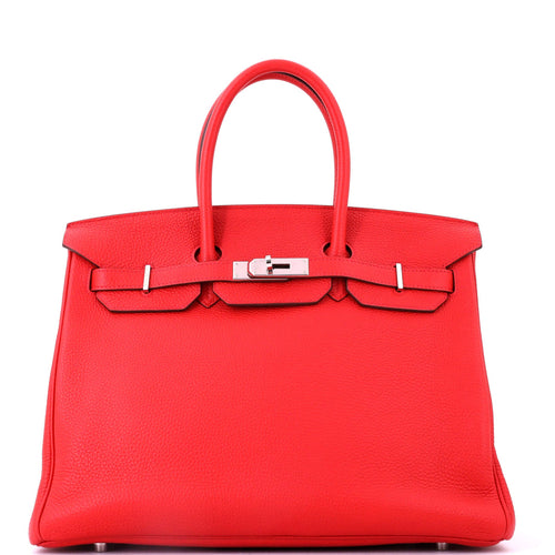 Birkin Handbag Geranium Togo with Palladium Hardware 35