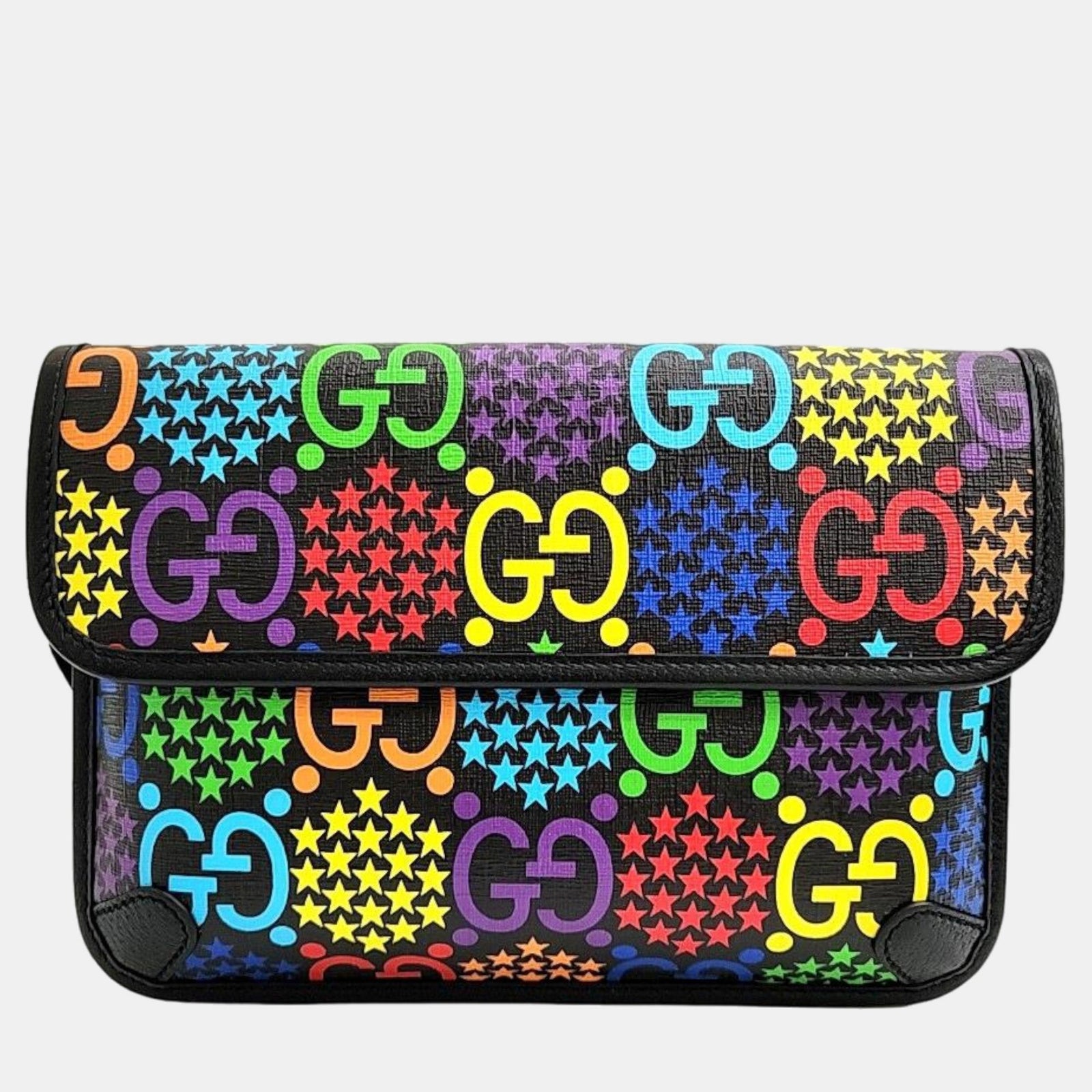 Gucci Black Leather Psychedelic Belt Bag