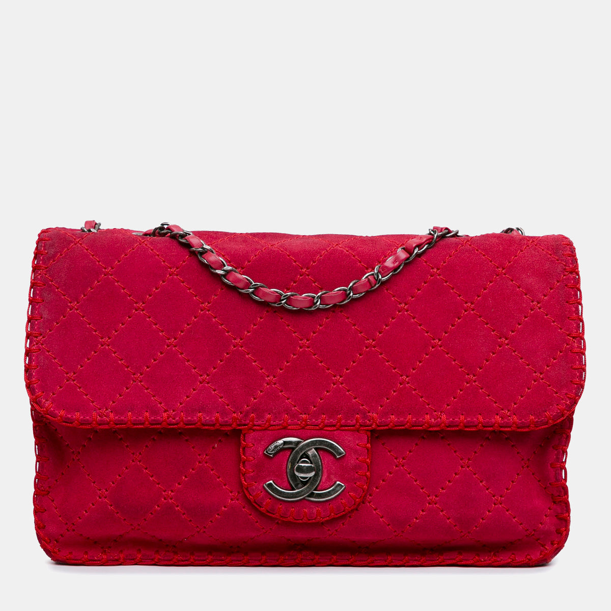 Chanel Suede Stitched Single Flap