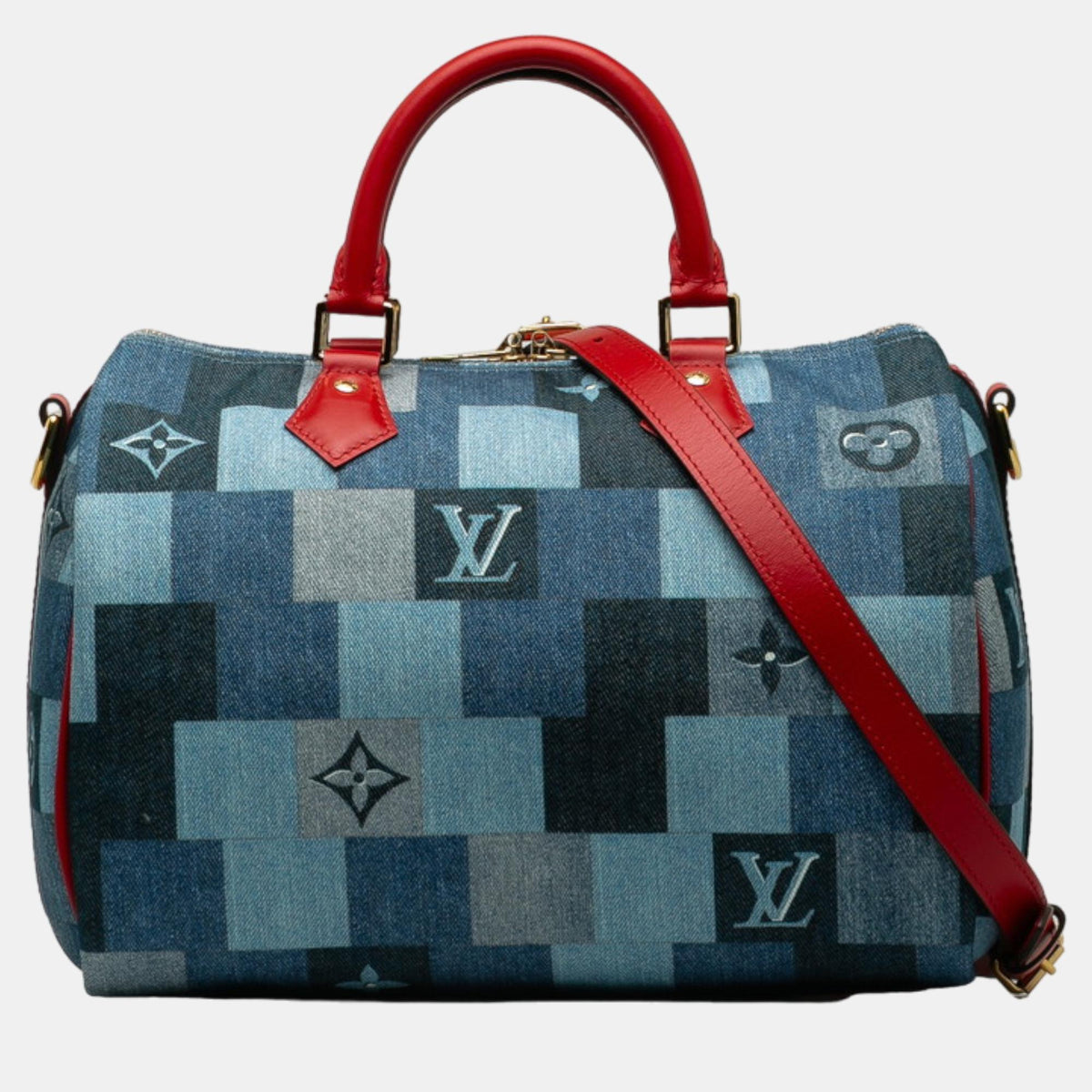 Louis Vuitton Blue Denim Monogram Denim Speedy Bandouliere 30 Satchels