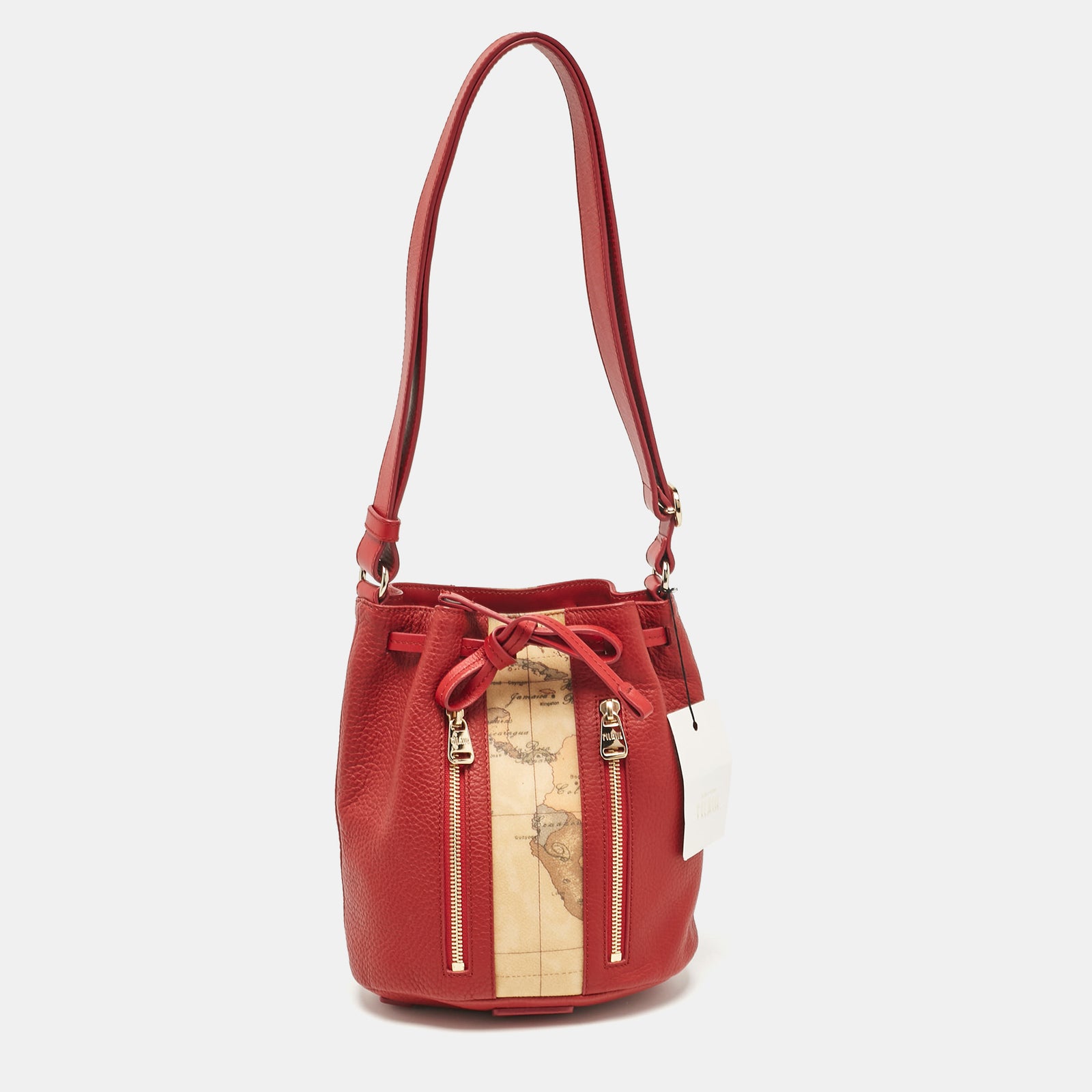 Alviero Martini 1a Classe Dark Red Leather Small Geo Bucket Bag