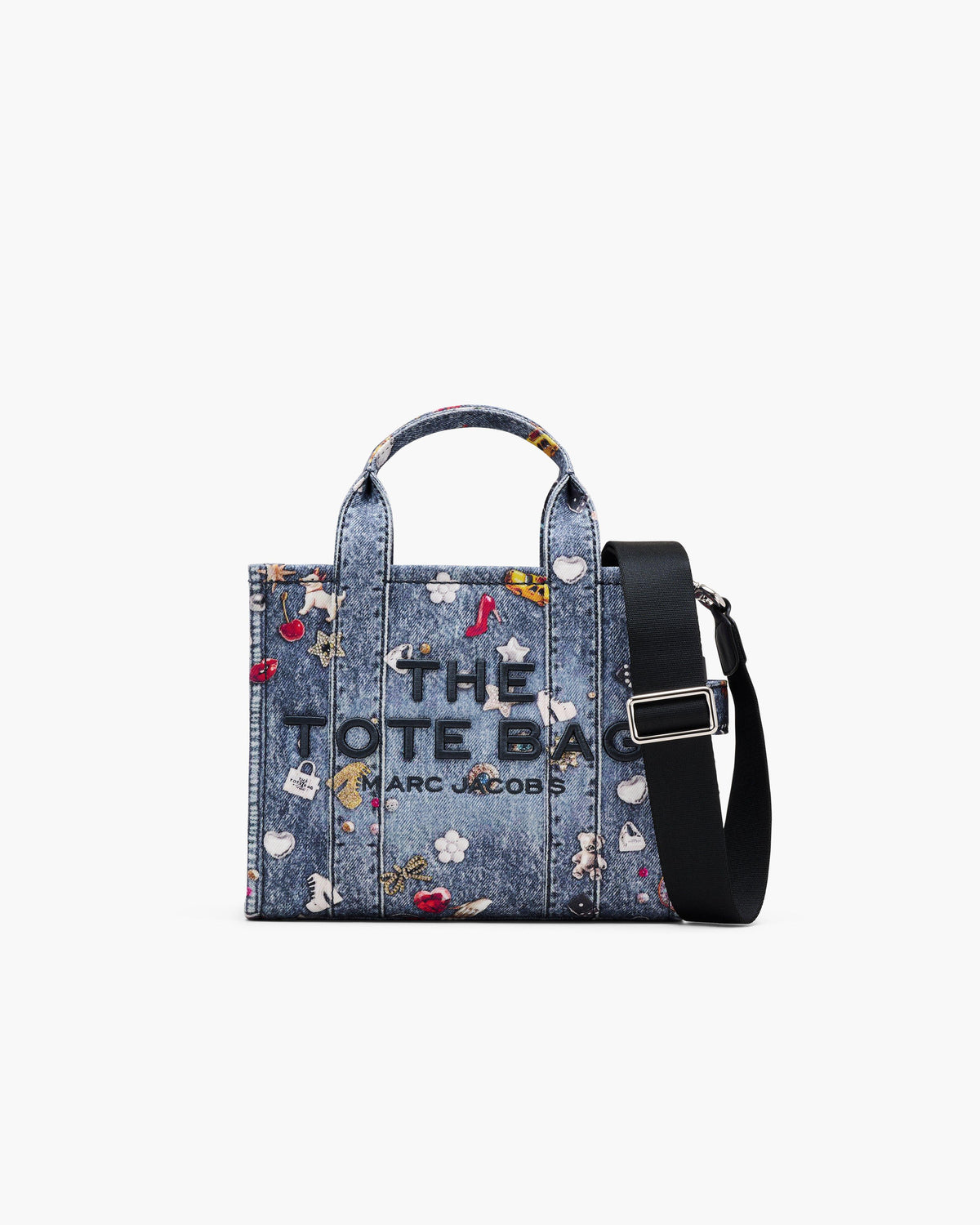 Marc Jacobs Marc Jacobs The Trompe L'Oeil Trinket Canvas Small Tote Bag in Medium Wash Multi