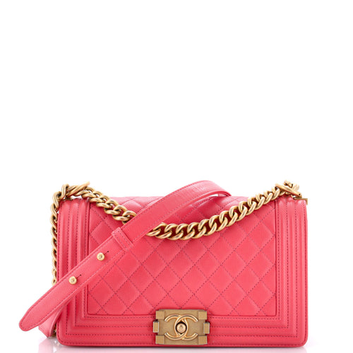 CHANEL Boy Flap Bag Quilted Caviar Old Medium