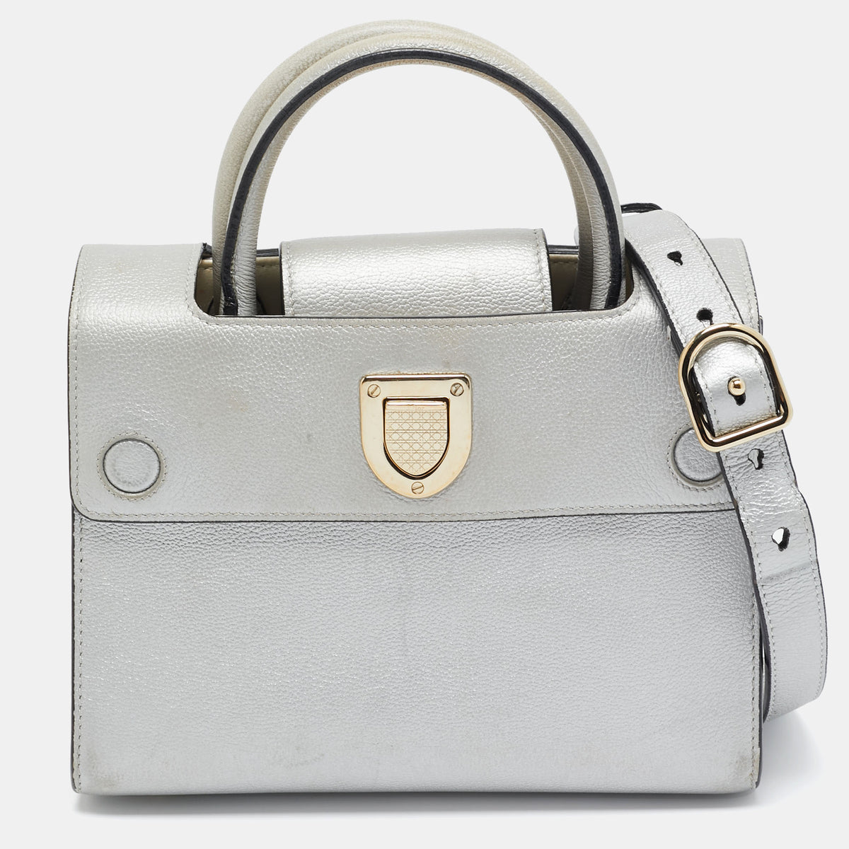 Dior Silver Leather Mini Diorever Tote