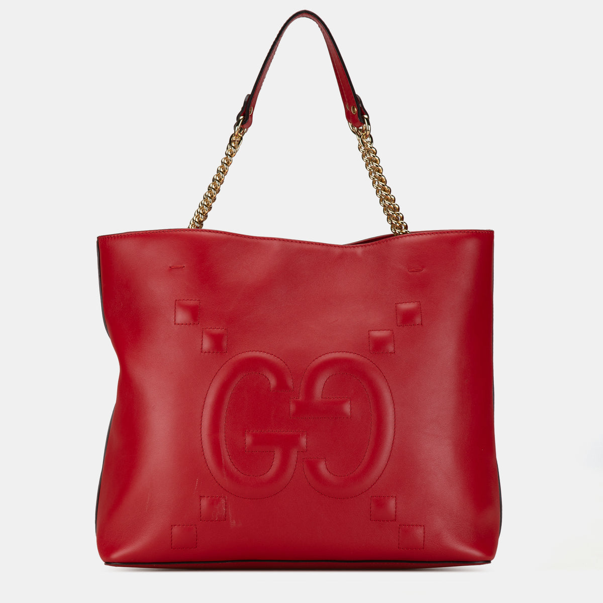 Gucci Red Leather Apollo Tote Bag