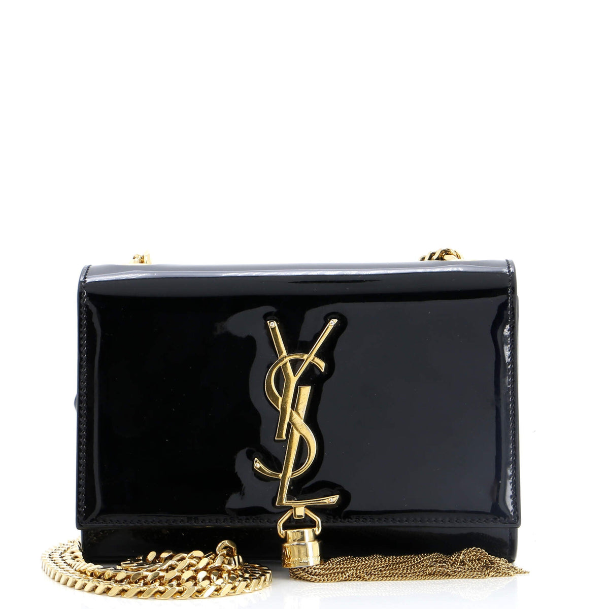 Saint Laurent Classic Monogram Tassel Crossbody Bag Patent Small