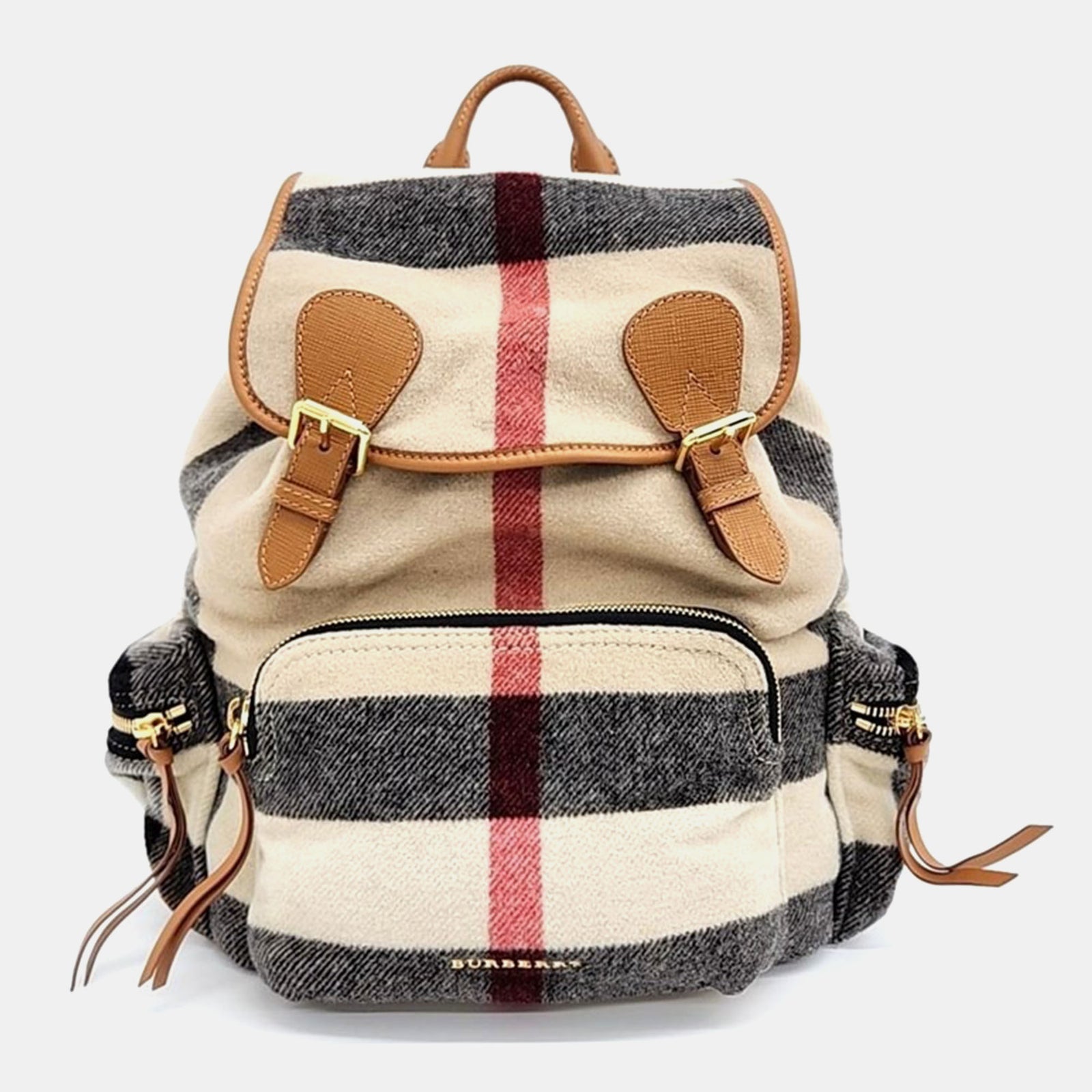 Burberry Multicolour Wool and Leather  Rucksack Backpack