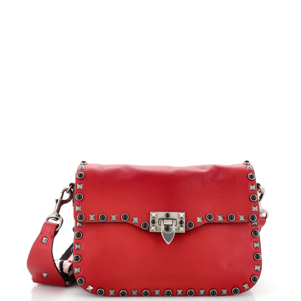 Valentino Garavani VALENTINO GARAVANI Rolling Rockstud Crossbody Bag Leather with Cabochons Medium