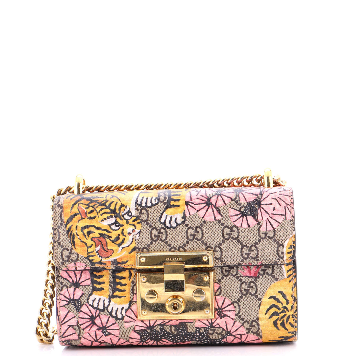 Gucci GUCCI Padlock Shoulder Bag Bengal Print GG Coated Canvas Small