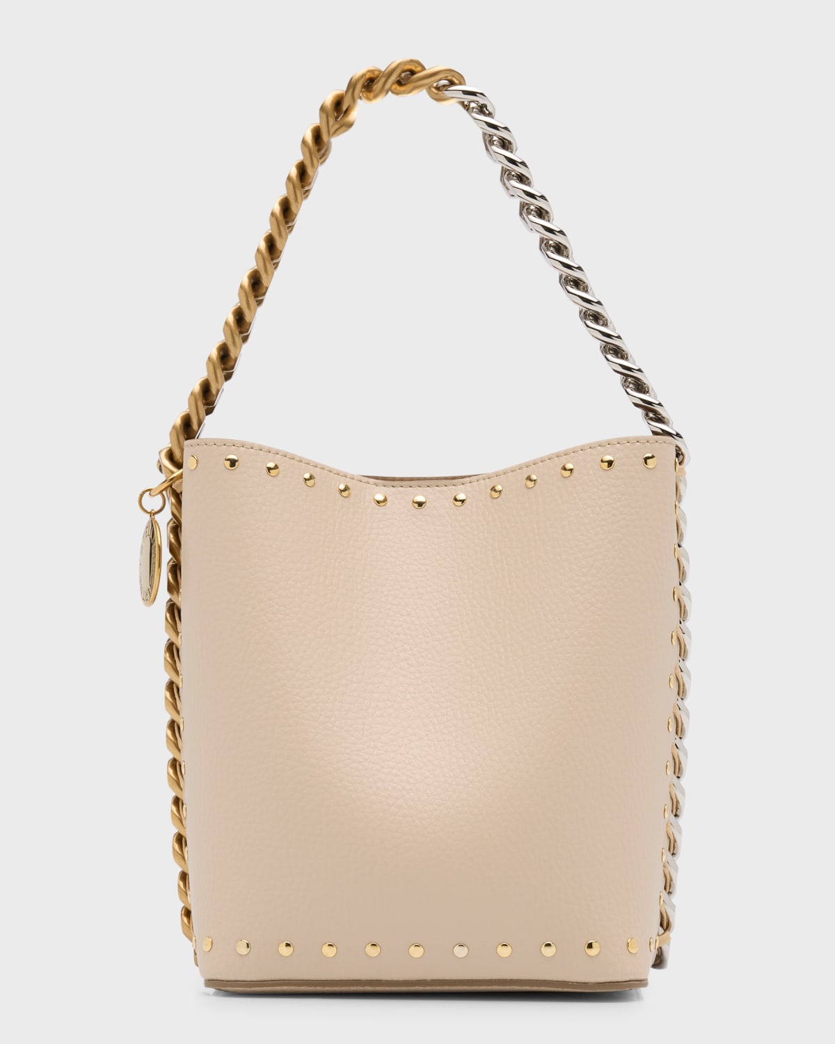 Stella McCartney Frayme Studded Two-Tone Vegan Leather Bucket Bag