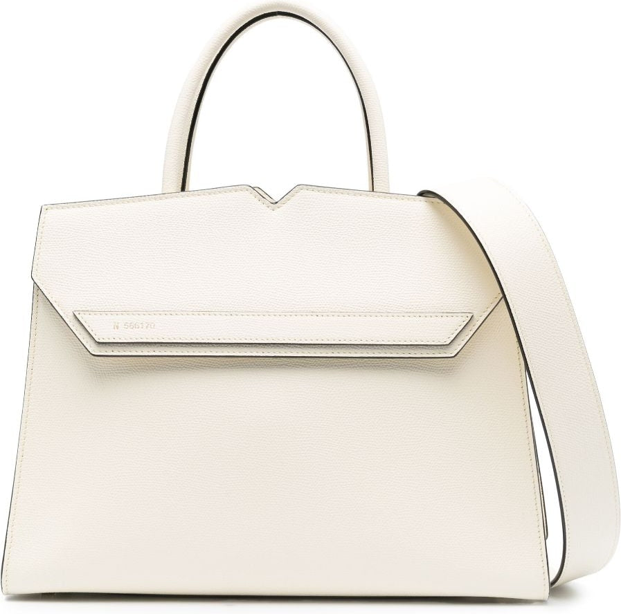 Valextra Women's Duetto Leather Handbag in White | Size UNI | WBDU0004028LOC99WW
