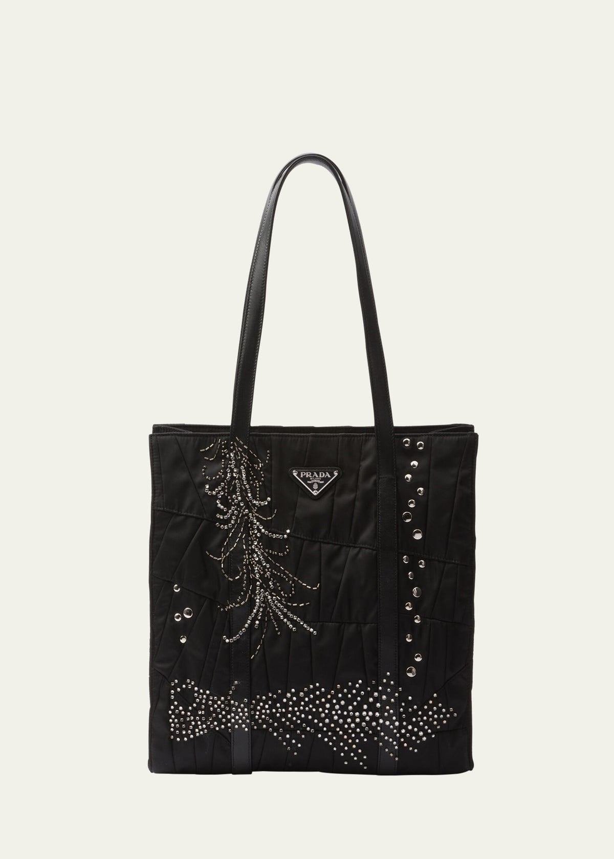 Prada Medium Embellished Quilted Nylon Tote Bag