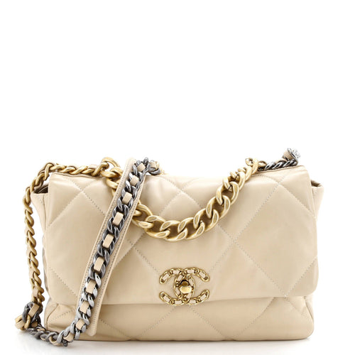 CHANEL 19 Flap Bag Quilted Leather Large