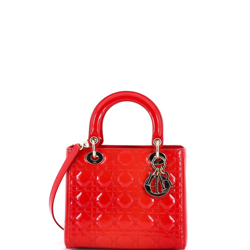 Lady Dior Bag Cannage Quilt Patent Medium