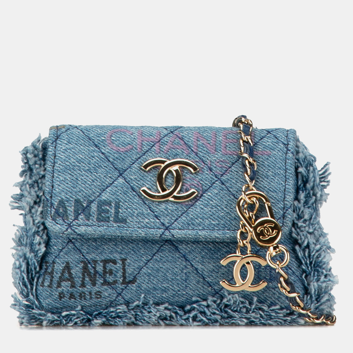 Chanel Mini Denim Mood Clutch with Chain