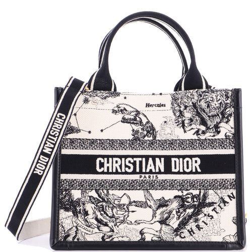 Book Tote with Strap Embroidered Canvas Small