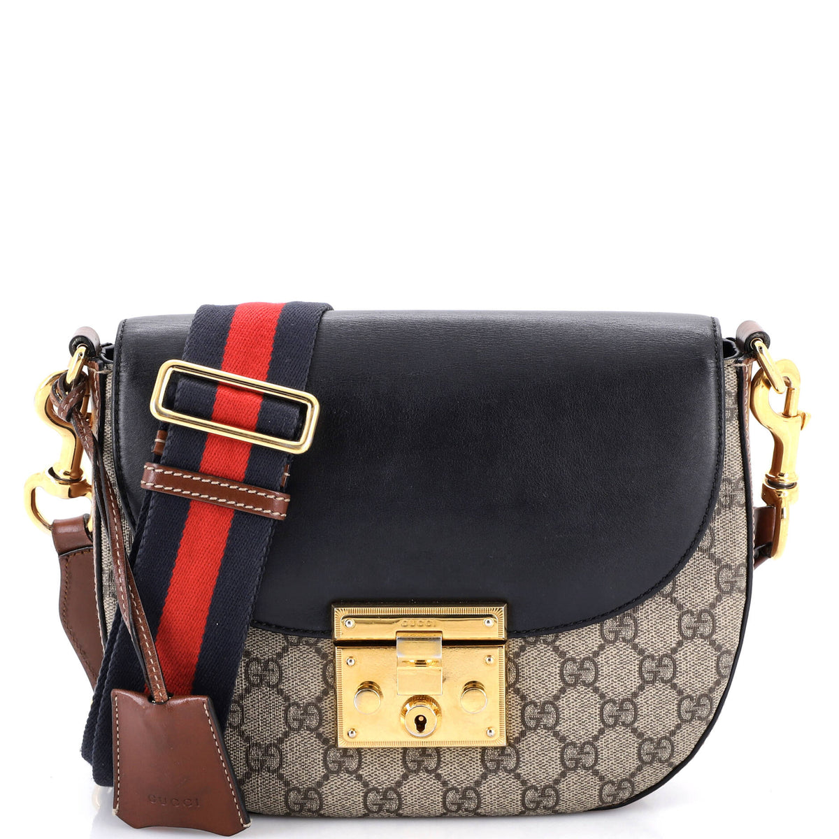Gucci GUCCI Padlock Saddle Shoulder Bag GG Coated Canvas and Leather Medium