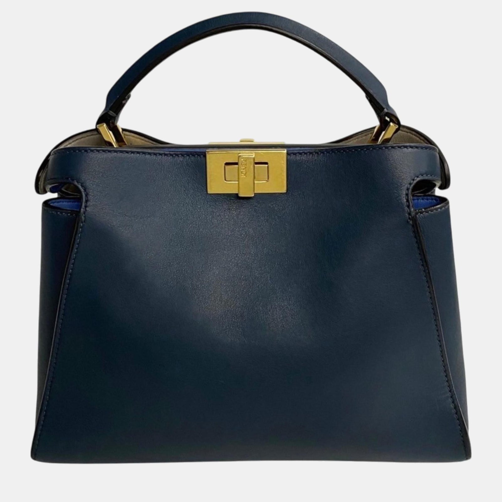 Fendi Navy Blue Peekaboo Leather Handbag