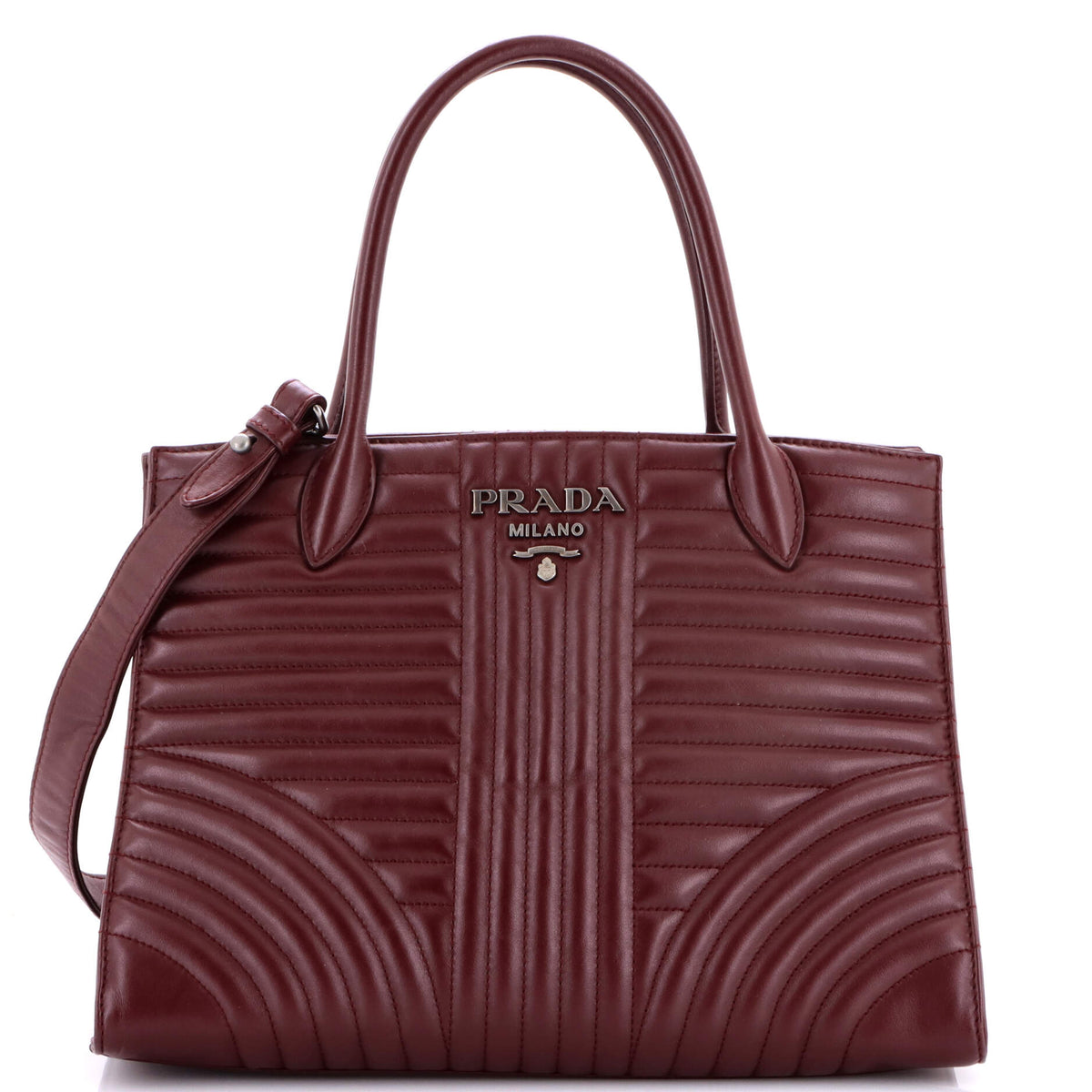 Prada PRADA Convertible Open Tote Diagramme Quilted Leather Medium