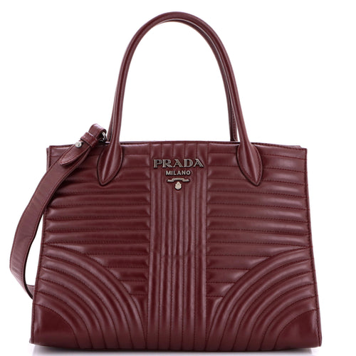 PRADA Convertible Open Tote Diagramme Quilted Leather Medium