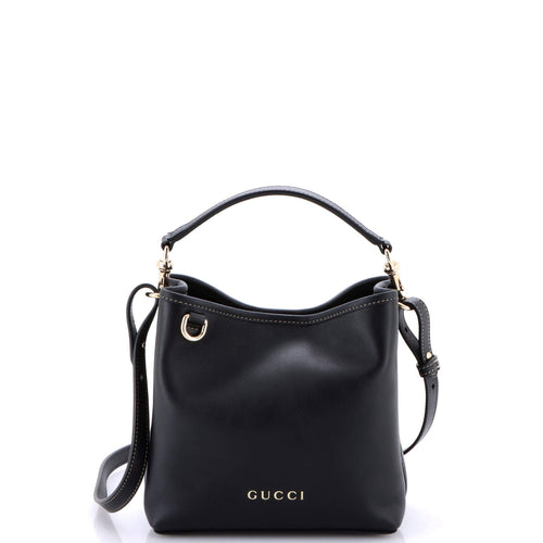 GUCCI Emblem Bucket Bag Leather Small